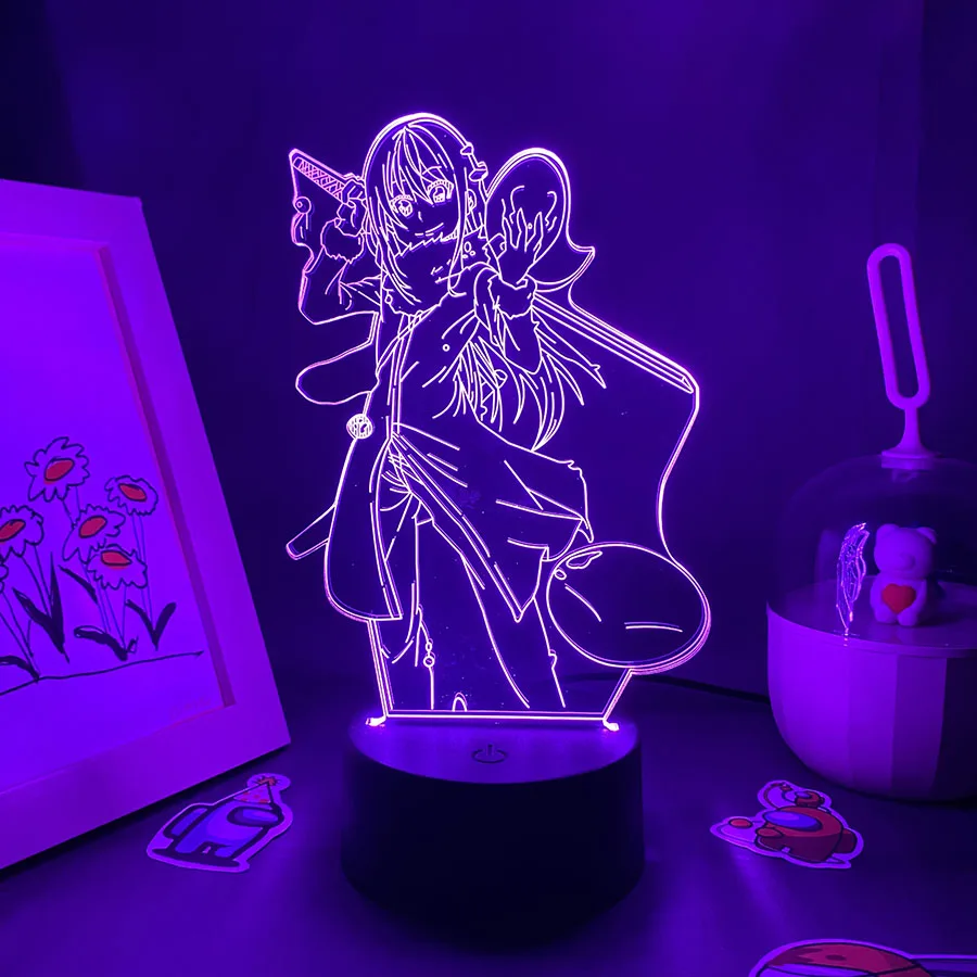 Аниме Това време, когато аз се Прероди като Слуз 3D Led лека нощ Коледен Подарък за Украса Спални Слуз Манга Rimuru Tempest Лампа 0
