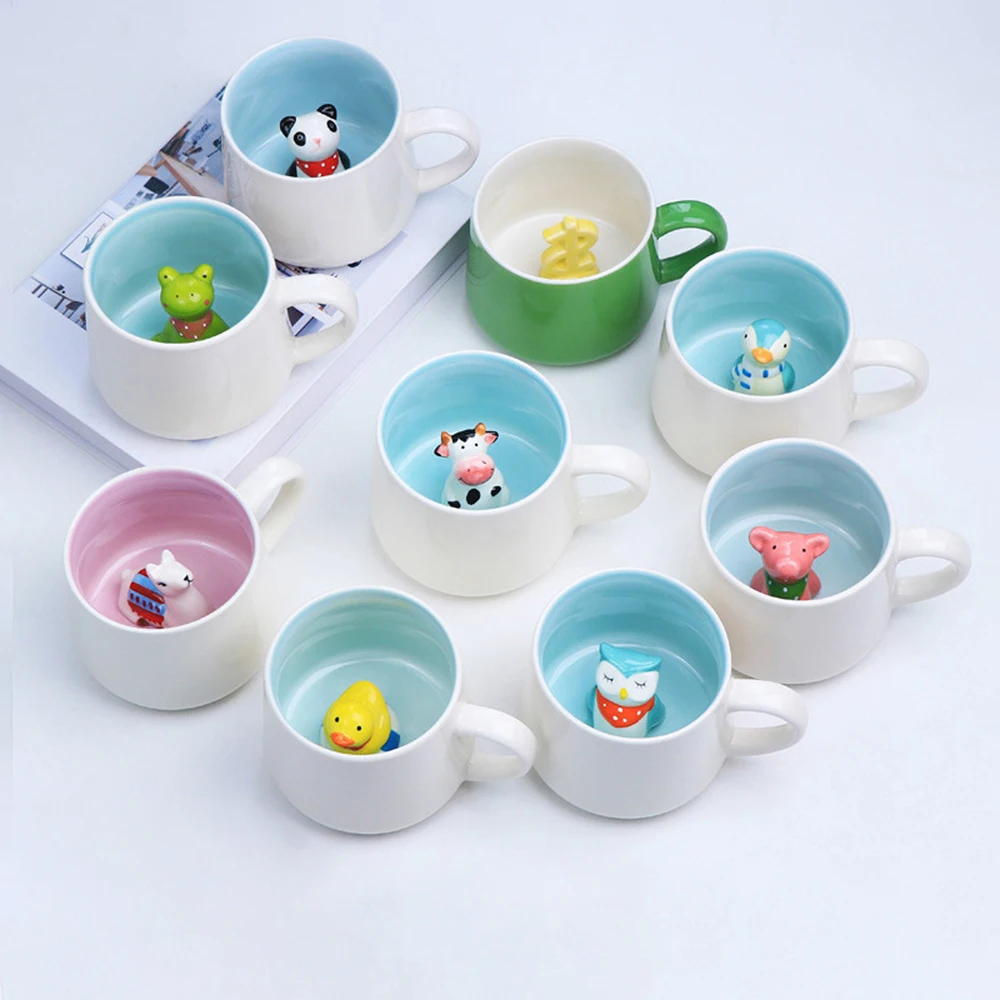 Креативна 3D Керамична Чаша с Животни, Чашата за Кафе, Крава, Панда, Разнообразна Триизмерна Чаша с Животни, Керамични Кафе, Чаена Чаша, Подарък за Рожден Ден 0