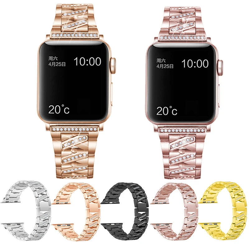 Луксозна диамантена каишка за Apple watch band 40 мм 38 мм 6/5/4/3/2/1 за iwatch band 40 мм 38 мм 42 мм 44 мм верижка от неръждаема стомана 0