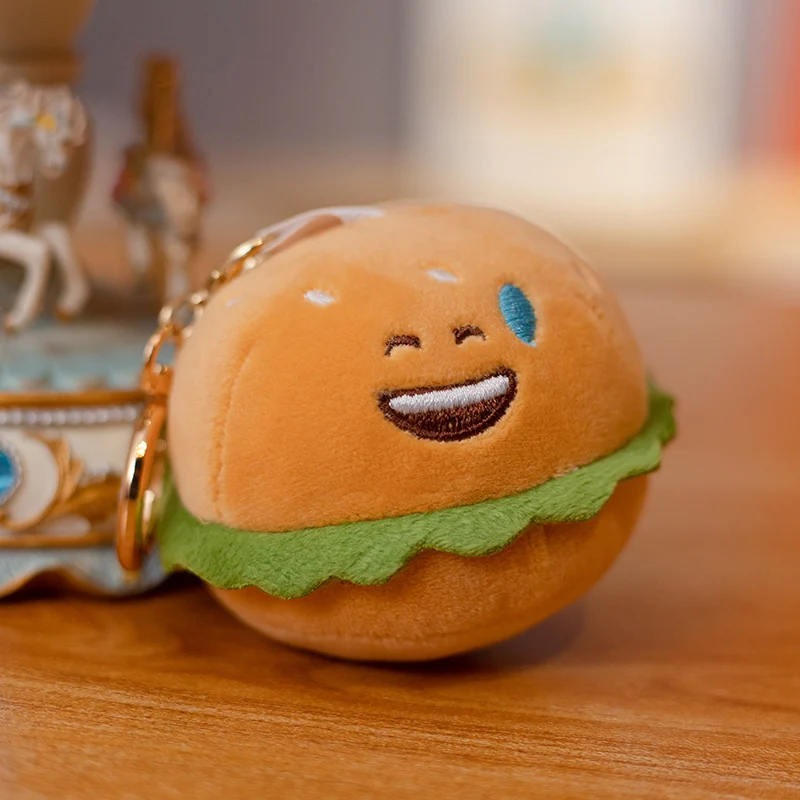 Сладък мини-Хамбургер Плюшено мече Ключодържател с Реалистични Храна Меки Плюшени Играчки С Пълнеж Забавни Изрази Детски Подаръци 0
