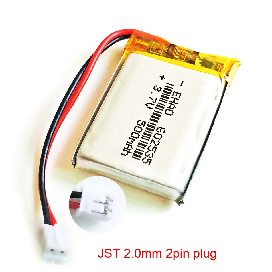 3,7 На 500 mah LiPo Акумулаторна Батерия с JST 2,0 мм 2pin конектор Литиево-Полимерна 602535 За Mp3 GPS Bluetooth Камера часовници