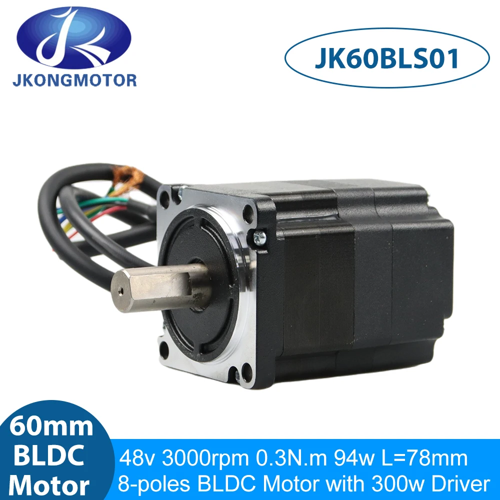 Jkongmotor 94 W 3000 об./мин. 48 0.3 N. m Фланец на двигателя BLDC 60 мм JK60BLS01 Бесщеточный dc двигател 3 фаза дължина на корпуса 78 mm + Драйвер JKBLD300