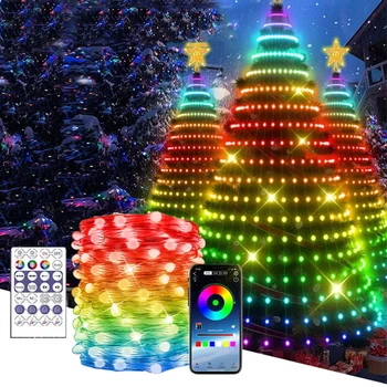Ленти led Светлина Умни Led Гирлянди за Начало на Празника на Decora RGB Инфрачервен порт Bluetooth Контролер Коледно Дърво Светлина 10 М И 5 М На 2 М