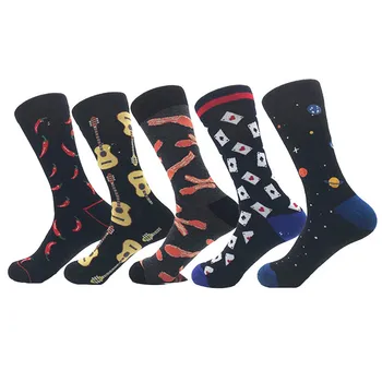 Пролетни Нови Чорапи Happy Socks, Мъжки Забавни Чорапи В Британския Стил, Градинска Облекло В Стил хип-Хоп, Китара, черен Пипер, Дизайнерски Экипажный Чорап, Подарък За Мъже 0